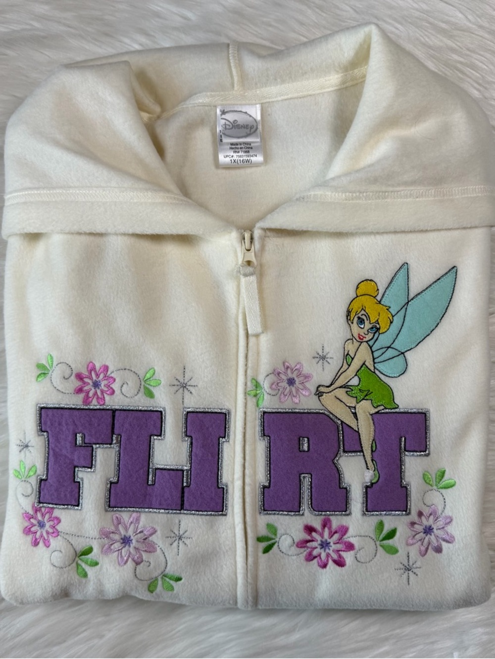 Vintage Disney Tinker Bell Flirt Full Zip Hoodie